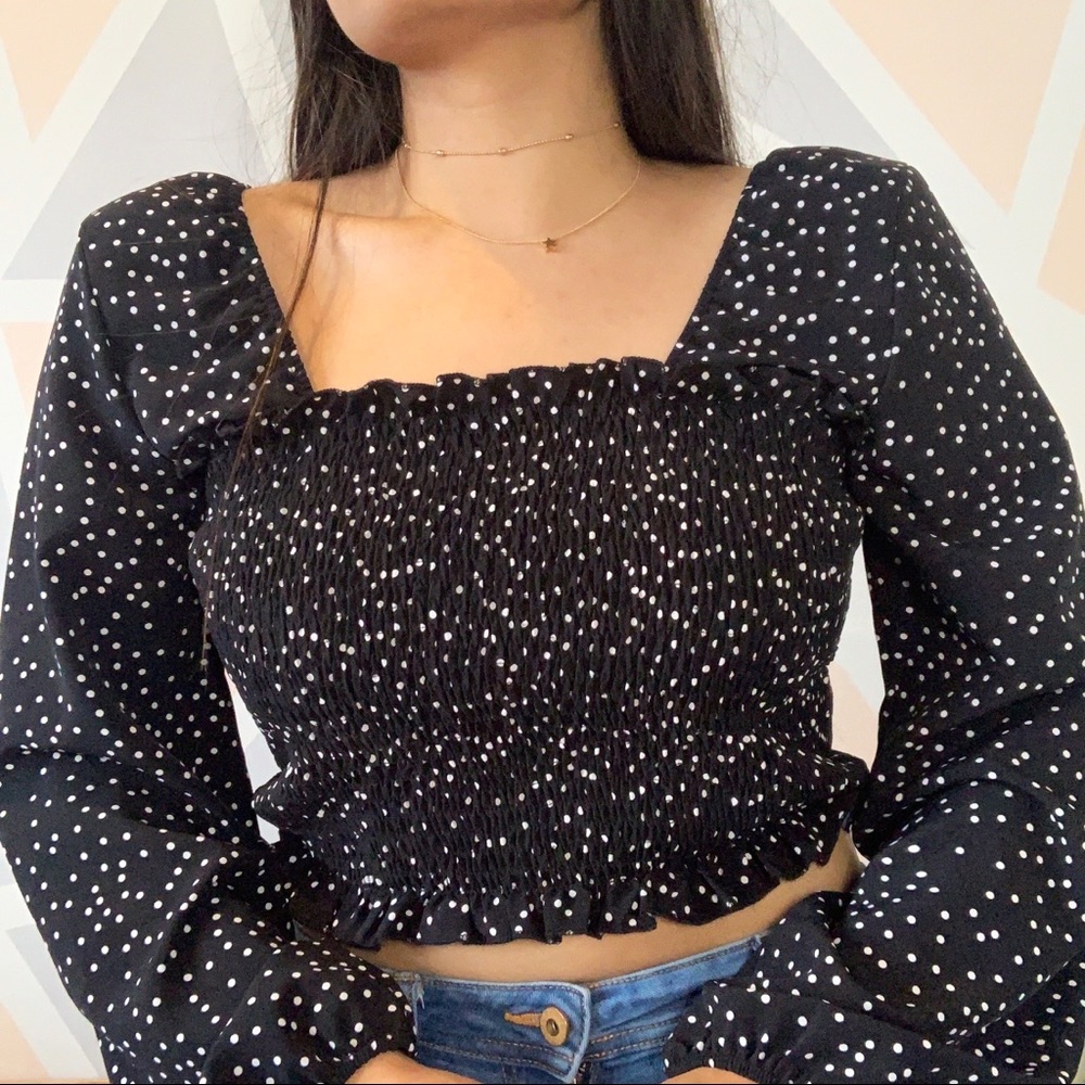 Square Neck Lantern Sleeve Blouse